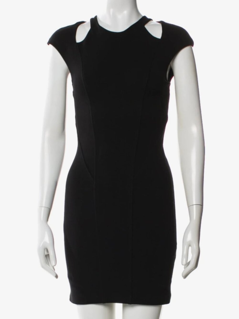 Helmut Lang Black Crew Neck Cutout Shoulder Mini Dress